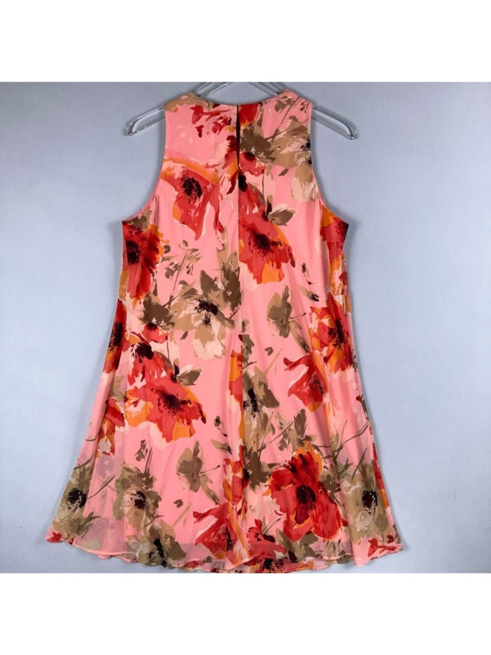 Lauren Ralph Lauren Dress Size 12 Shift Midi Sleeveless Floral Chiffon Pink - Picture 4 of 10